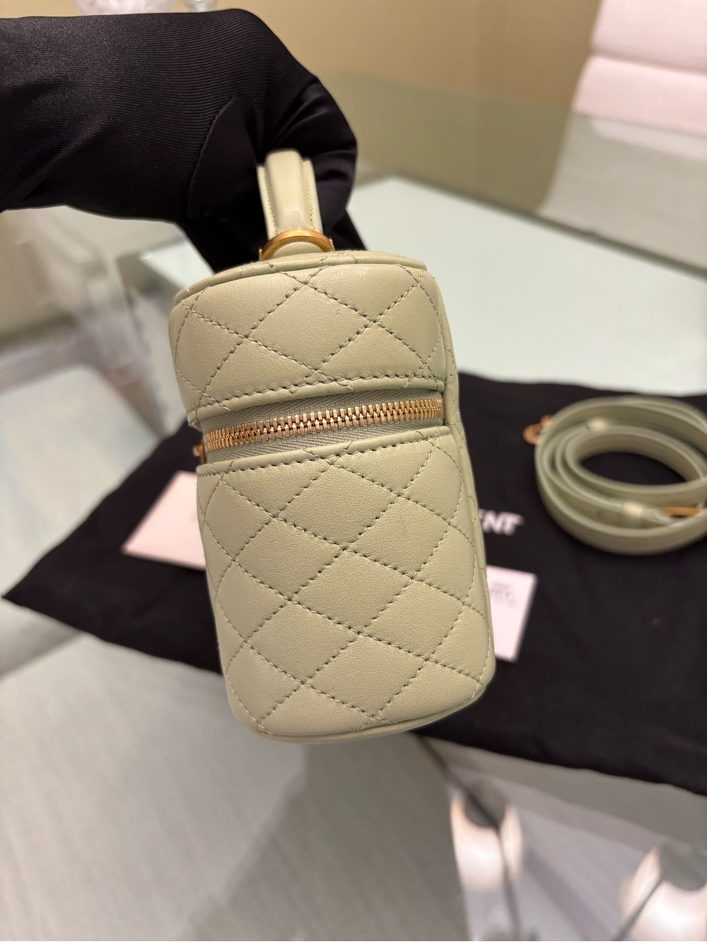 BNWT Authentic Saint Laurent Gabby Vanity Bag — Misty Jade with Gold Hardware - Picture 4 of 12